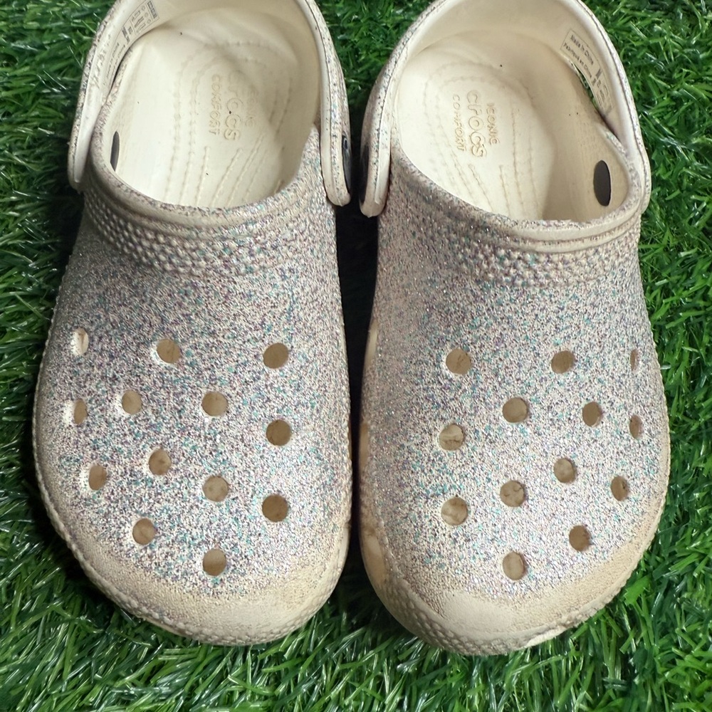 Kids Glitter Clogs Well Loved.  See pictures for condition